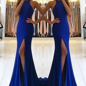 Royal blue long prom gown